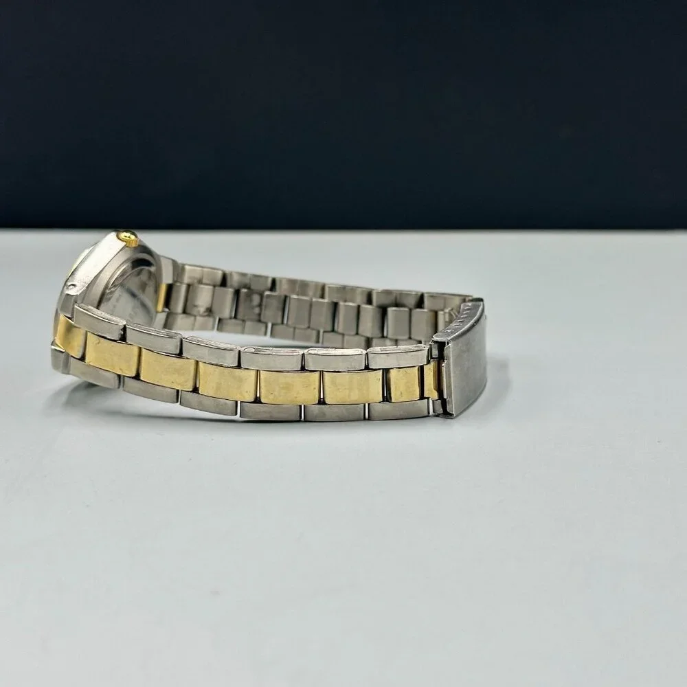 3/$30 Mitre Watch Women Silver Gold Two Tone Date Window New Battery 7.5 Inch